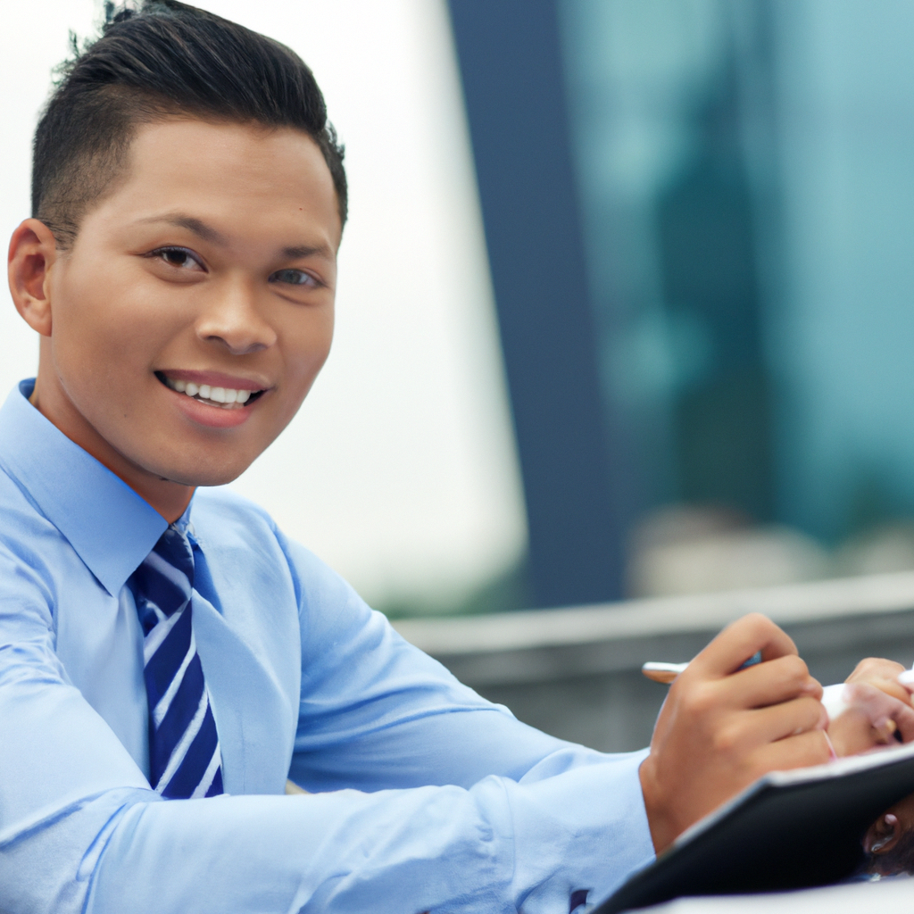 Jovem empreendedor sorrindo ao ar livre